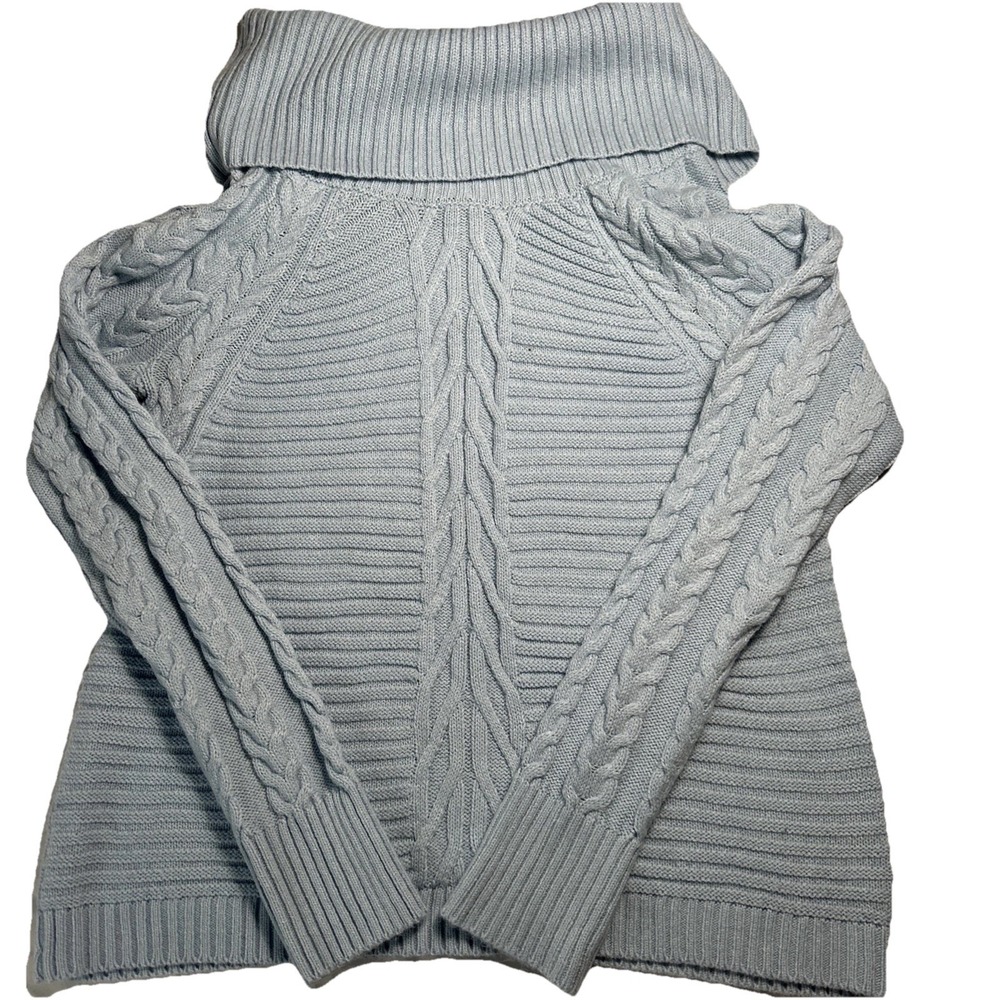 SOHO New York & Company Womens Chunky Knit Cowl Neck Sweater Blue Size M (171)